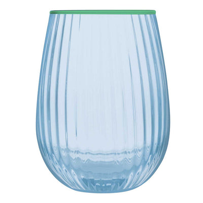 Beveled Stemless Wine Glass | Light Blue