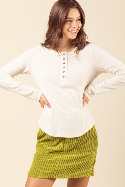 Brin Henley Knit Top | Cream - Poppy and Stella