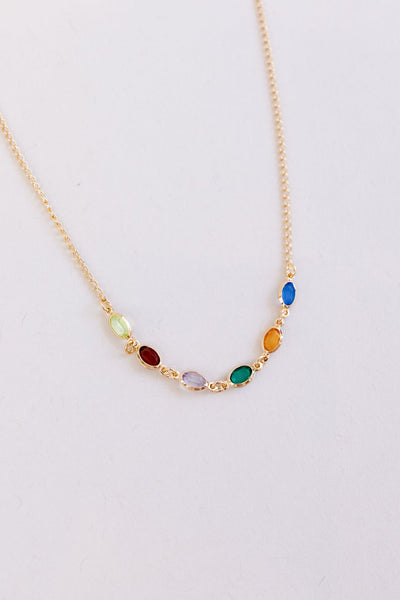 Em Oval Crystal Necklace | Jewel Tones - Poppy and Stella