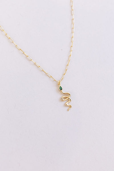 Mystic Emerald Snake Necklace - Poppy and Stella