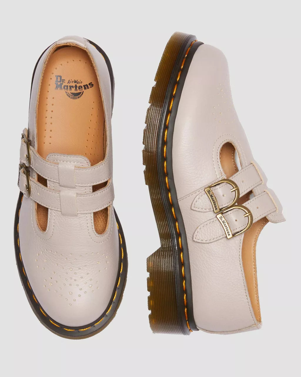 Dr. Martens | 8065 Virginia Leather Mary Jane | Vintage Taupe - Poppy and Stella