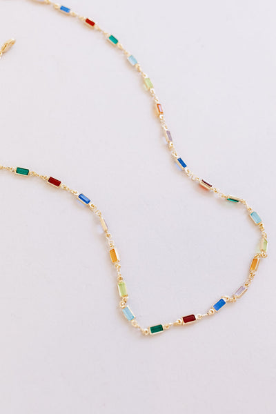 Analise Square Crystal Necklace | Jewel Tones - Poppy and Stella