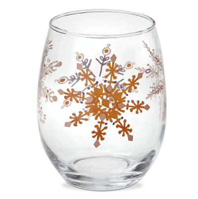 Stemless Wine Glass | Snowflake Multi - Poppy and Stella