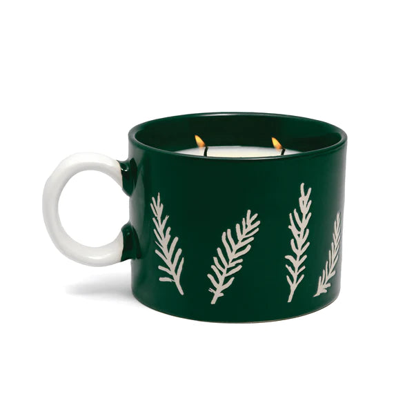Paddywax | 8 oz Green Ceramic Mug | Cypress & Fir - Poppy and Stella
