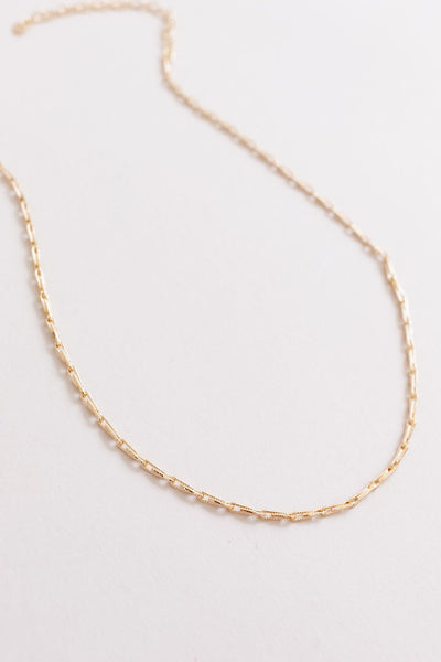 Gold Textured Chain Link Necklace - Poppy and Stella