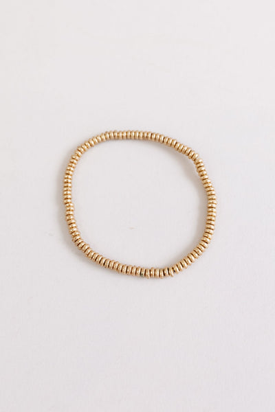 Simple Gold Beaded Stretch Bracelet - Poppy and Stella