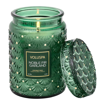 Voluspa | Noble Fir Garland| Large Jar Candle - Poppy and Stella