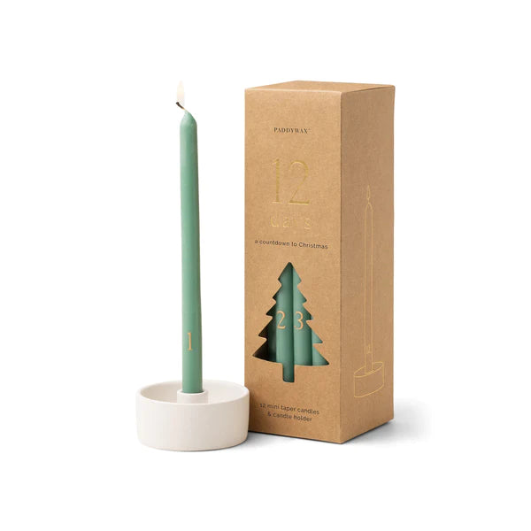 Paddywax | Taper Christmas Countdown Candle Set | Cypress & Fir - Poppy and Stella