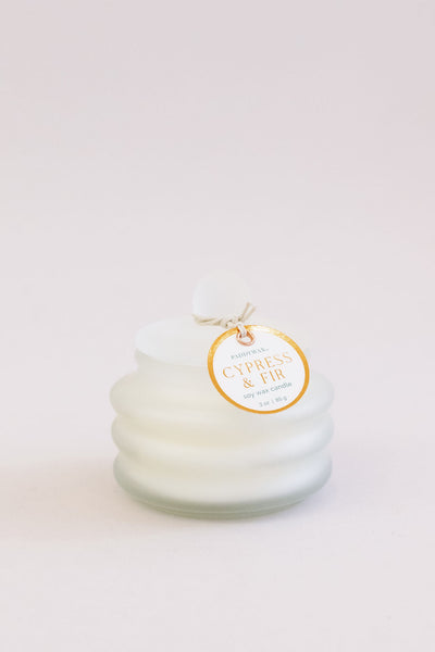 Paddywax | 3oz Beam Cypress & Fir Candle | Frosted White - Poppy and Stella
