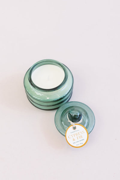 Paddywax | 3oz Beam Cypress & Fir Candle | Transparent Green - Poppy and Stella