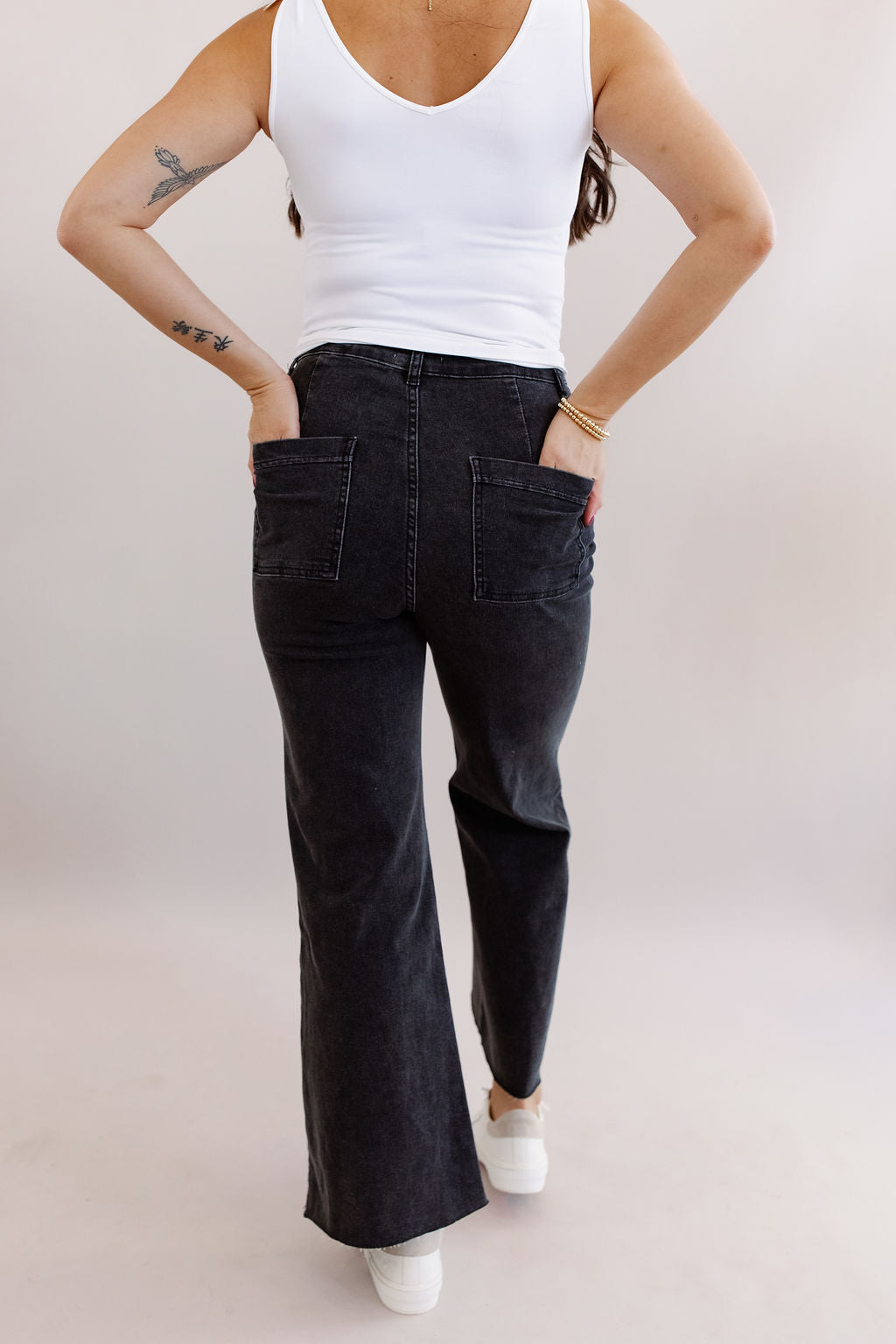 Mable High Rise Wide Leg Jean | Washed Black - Poppy and Stella