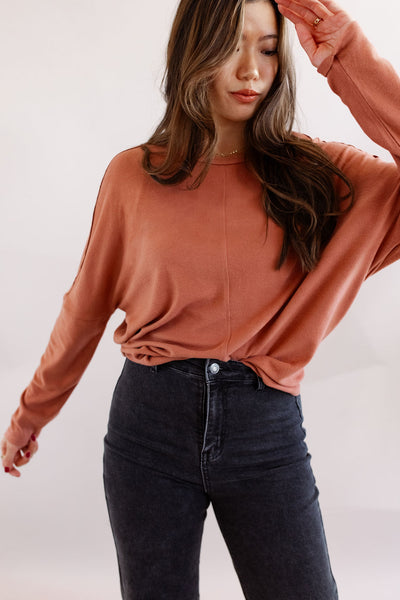 Brie Oversized Knit Top | Rust - Poppy and Stella