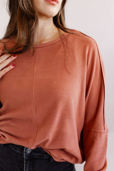 Brie Oversized Knit Top | Rust - Poppy and Stella