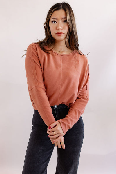 Brie Oversized Knit Top | Rust - Poppy and Stella