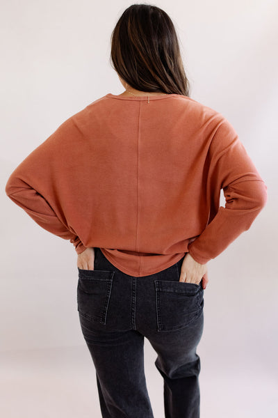 Brie Oversized Knit Top | Rust - Poppy and Stella