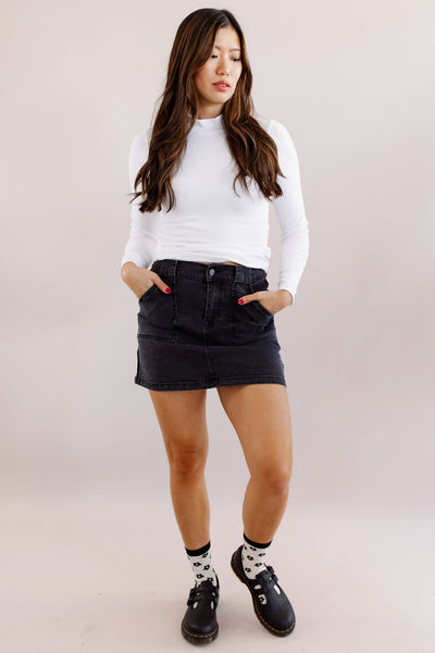 Fable Cargo Denim Mini Skirt | Black - Poppy and Stella