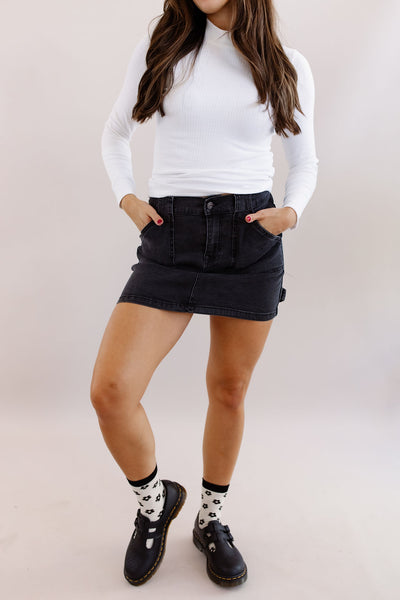 Fable Cargo Denim Mini Skirt | Black - Poppy and Stella