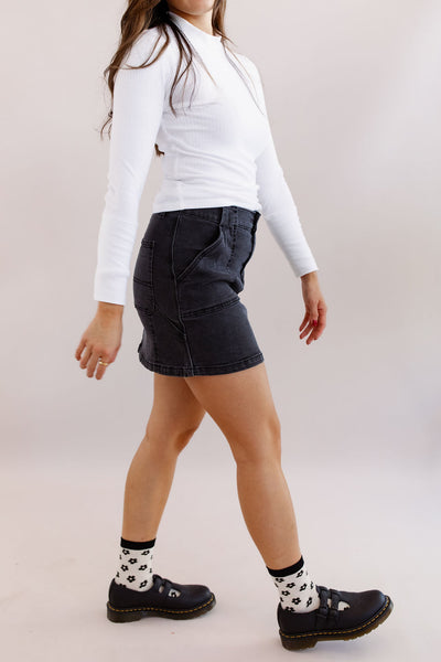 Fable Cargo Denim Mini Skirt | Black - Poppy and Stella