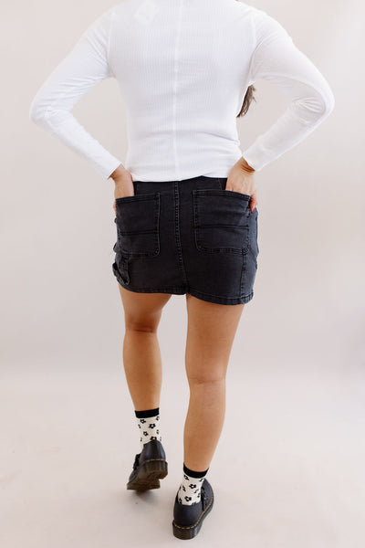 Fable Cargo Denim Mini Skirt | Black - Poppy and Stella