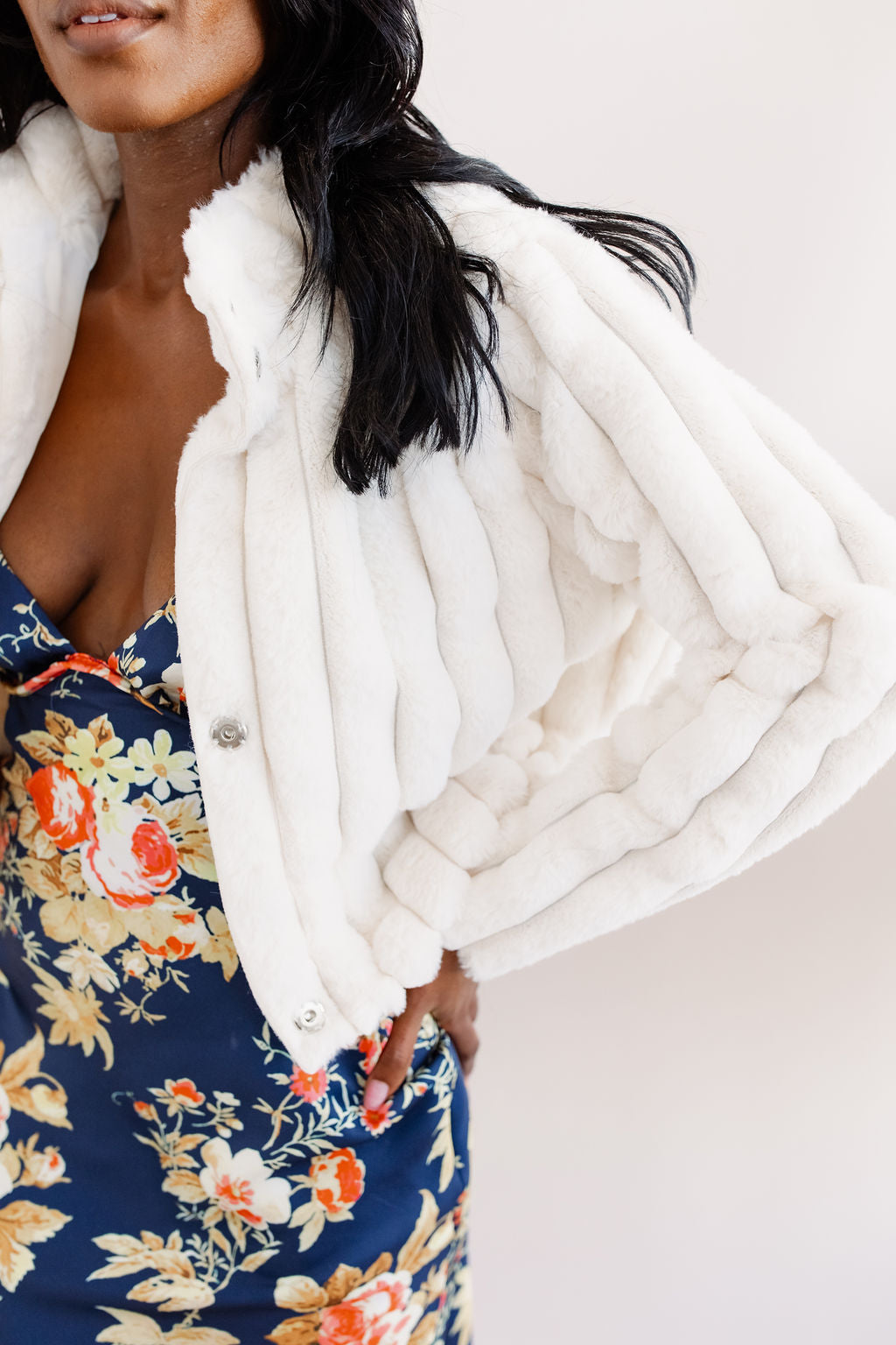 Dannie Faux Fur Cropped Jacket | Cream - Poppy and Stella