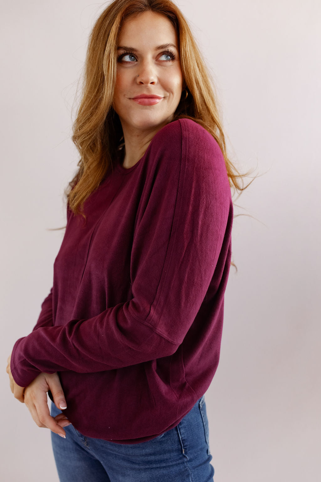 Brie Oversized Knit Top | Wine - Poppy and Stella
