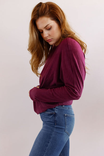 Brie Oversized Knit Top | Wine - Poppy and Stella