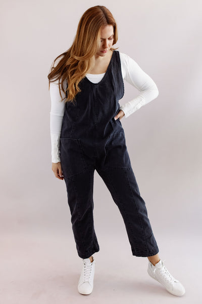 Free People | High Roller Jumpsuit | Mineral Black - Poppy and Stella