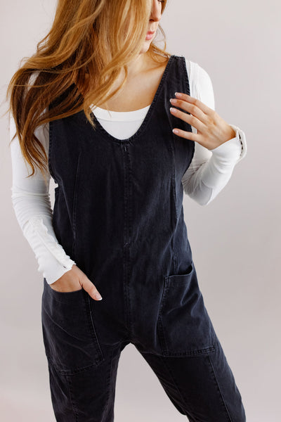Free People | High Roller Jumpsuit | Mineral Black - Poppy and Stella