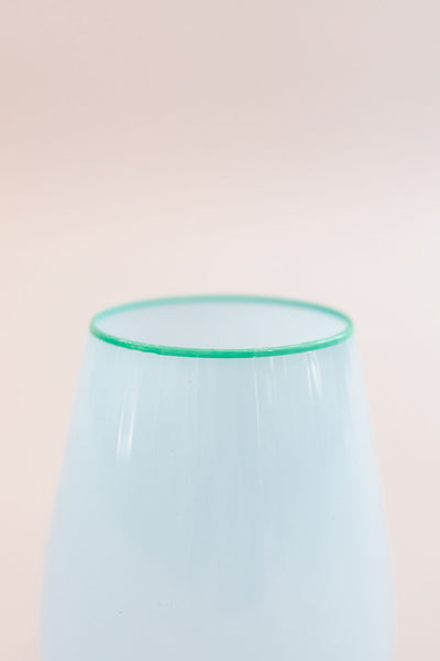 Beveled Stemless Wine Glass | Light Blue
