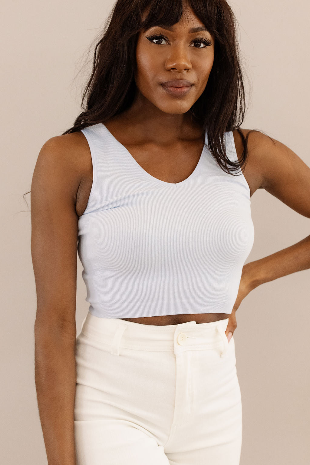 Veronica Seamless Ribbed Tank | Blue