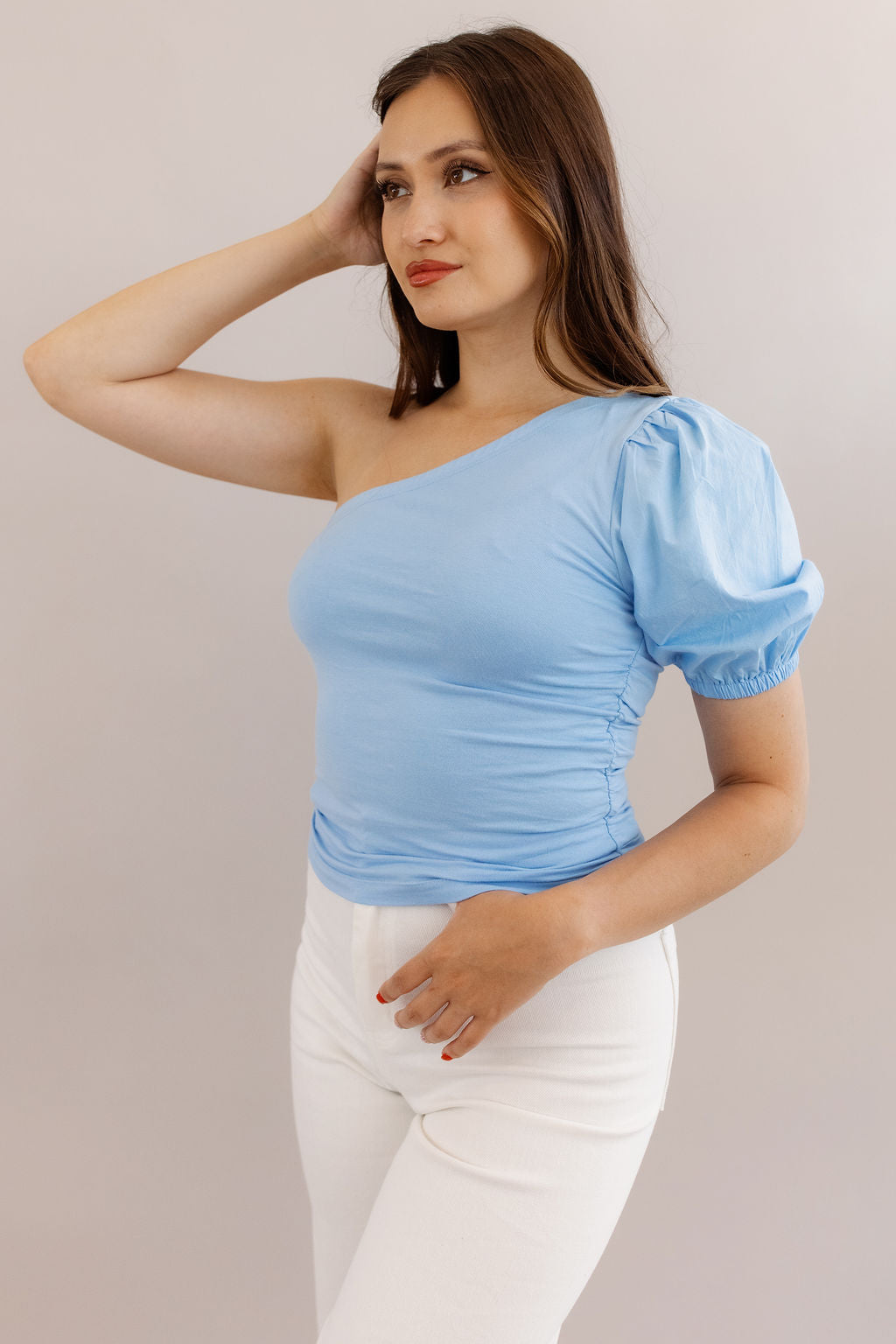 French Connection | Rosanna One Shoulder Top | Placid Blue - Poppy and Stella