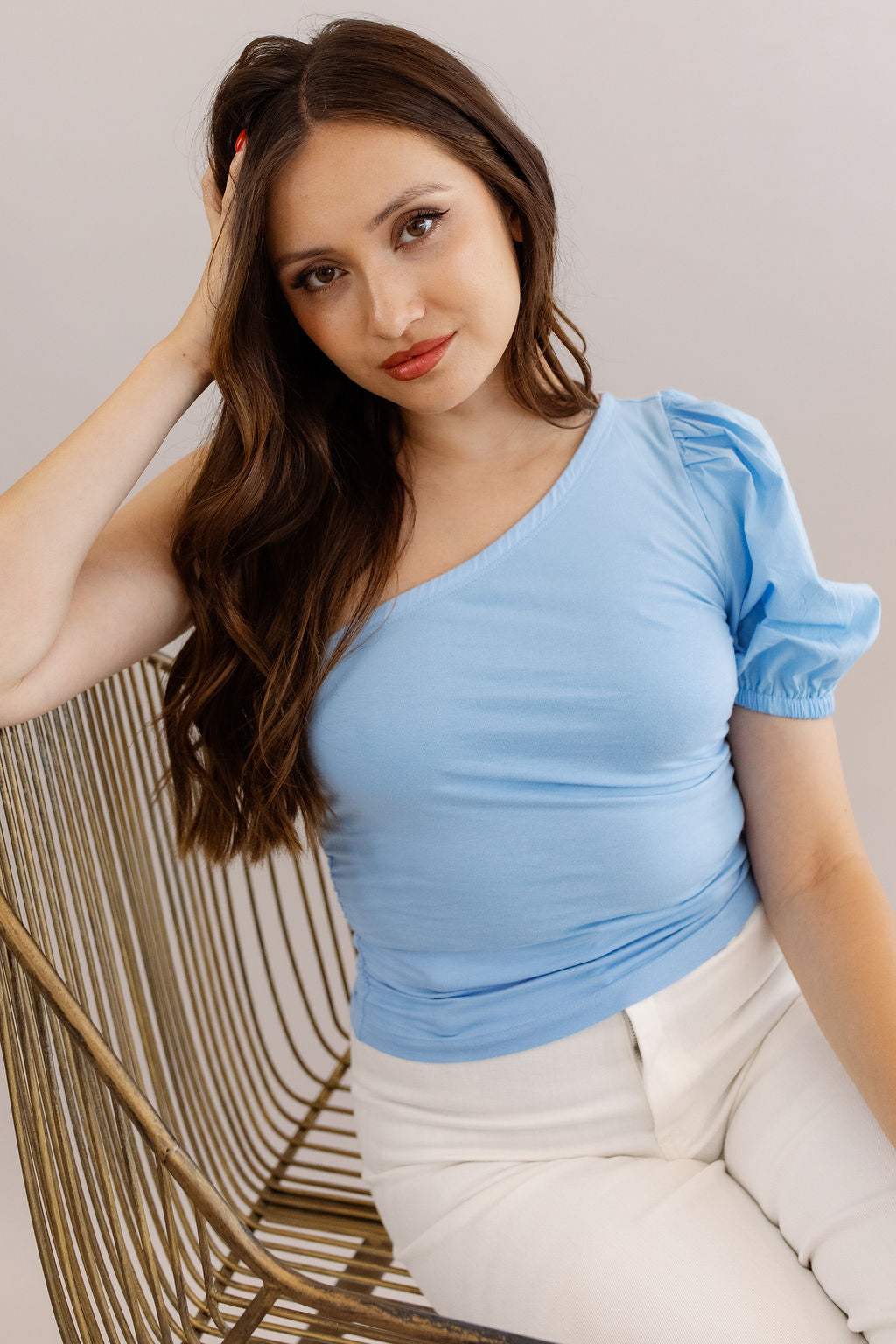 French Connection | Rosanna One Shoulder Top | Placid Blue - Poppy and Stella