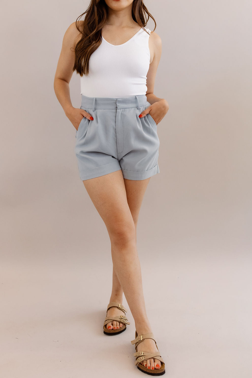 Katie Cuffed Pleated Shorts - Poppy and Stella
