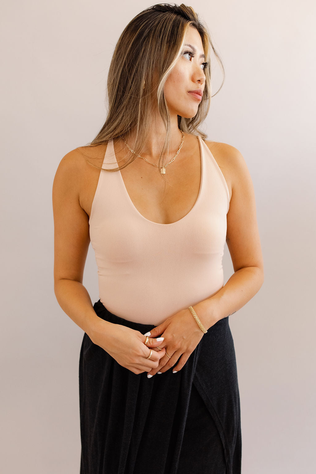 Free People | Seamless V-Neck Cami | Pink Sand Dune - Poppy and Stella