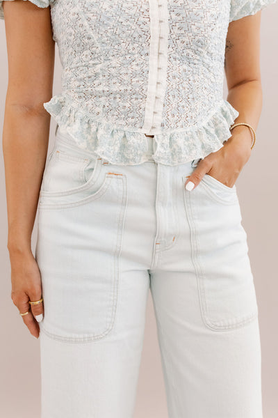 Free People | Piper Midrise Crop Wide Leg Jean | Bleach Bloom - Poppy and Stella