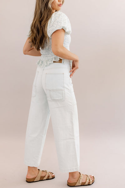 Free People | Piper Midrise Crop Wide Leg Jean | Bleach Bloom - Poppy and Stella