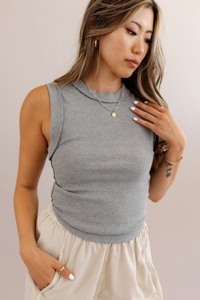 Free People | Kate Tee Tank Top | Heather Grey - Poppy and Stella