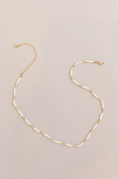 Francesca Gold & Pearl Beaded Necklace - Poppy and Stella