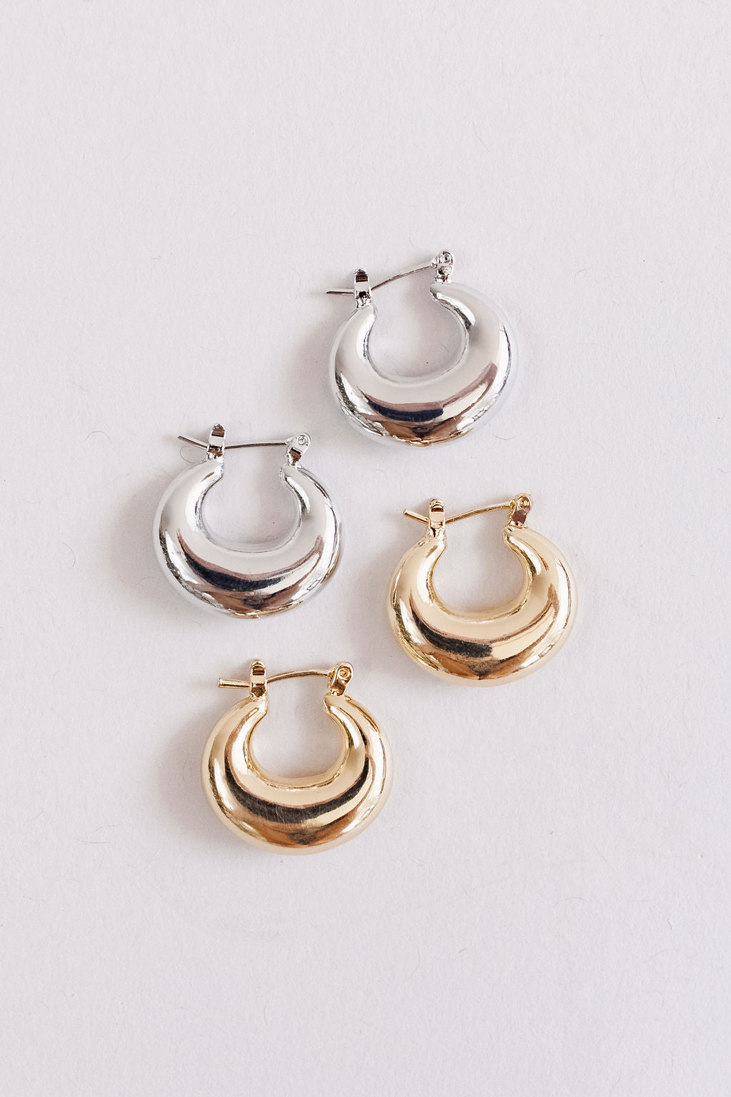 Puffy Gold Dipped Hoop Earrings | Assorted - Poppy and Stella