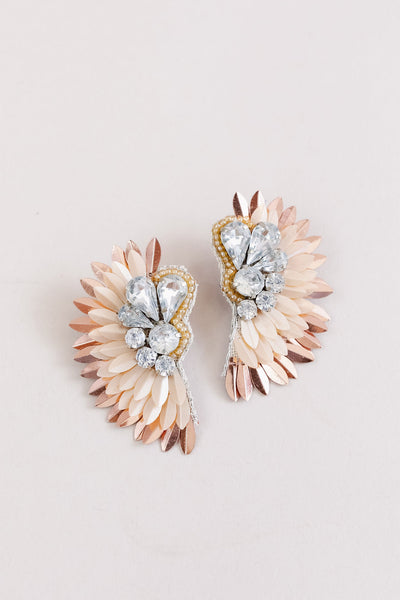 Pink Sparkle Wing Stud Earrings - Poppy and Stella