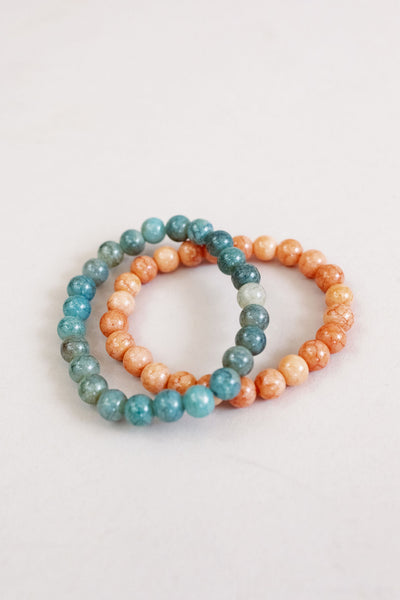 Marbled Glass Beaded Stretch Bracelet | Assorted - Poppy and Stella