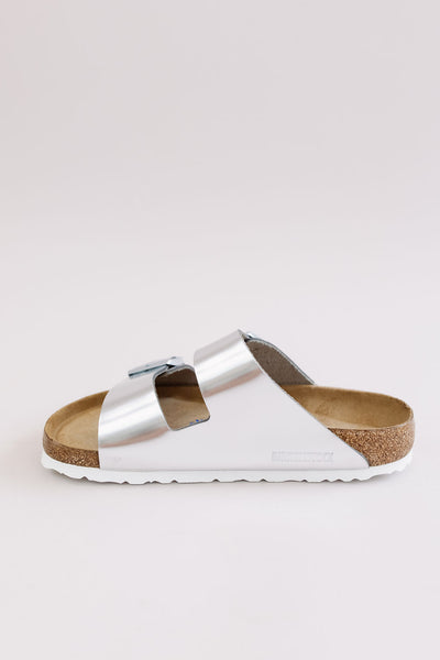 Birkenstock | Arizona Soft Footbed Leather | Silver - Poppy and Stella