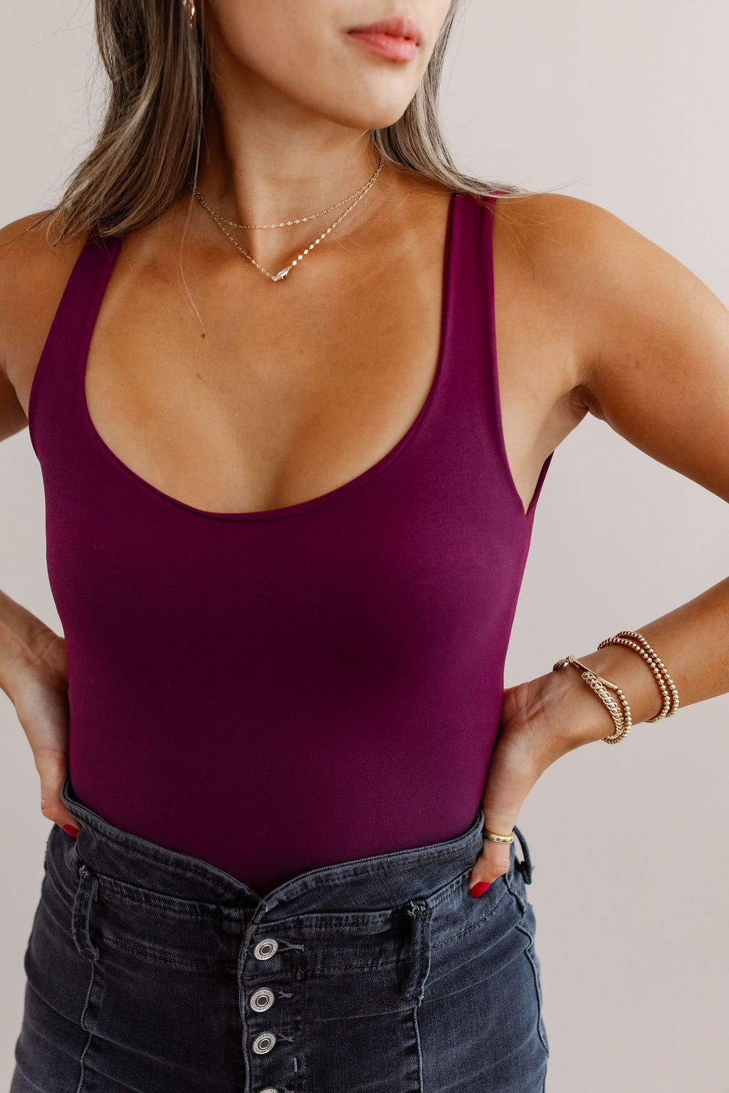 Free People | Clean Lines Bodysuit | Precious Wine - Poppy and Stella