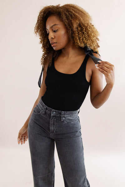 Addy Ribbed Bodysuit | Black - Poppy and Stella