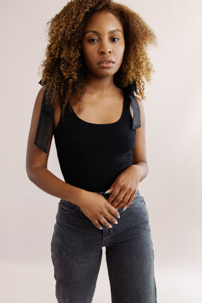Addy Ribbed Bodysuit | Black - Poppy and Stella