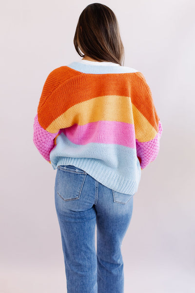 Hattie Color Block Cardigan | Sky - Poppy and Stella