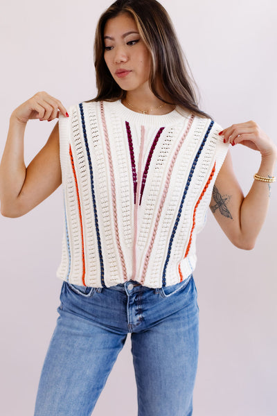 Raleigh Striped Knit Sweater Vest - Poppy and Stella