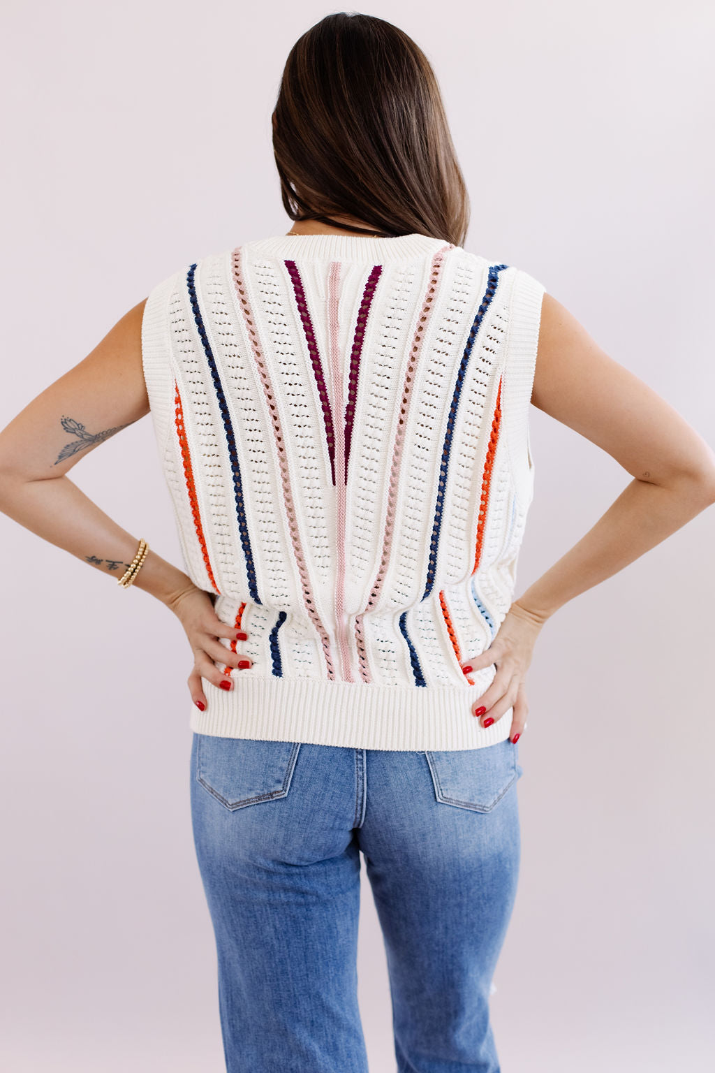 Raleigh Striped Knit Sweater Vest - Poppy and Stella