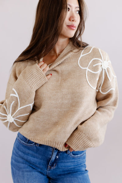 Marleigh Flower Embroidered Sweater - Poppy and Stella