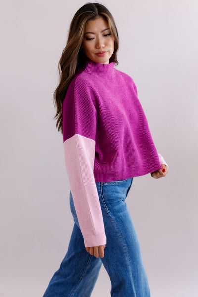 The Stella Color Block Sweater | Magenta - Poppy and Stella